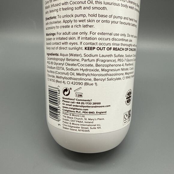 Creightons Deep Cleansing Coconut Oil Body Wash 33.8oz Shower Gel - Picture 6 of 6